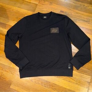 Fendi Unisex Black Zucca Patch Crewneck Sweatshirt